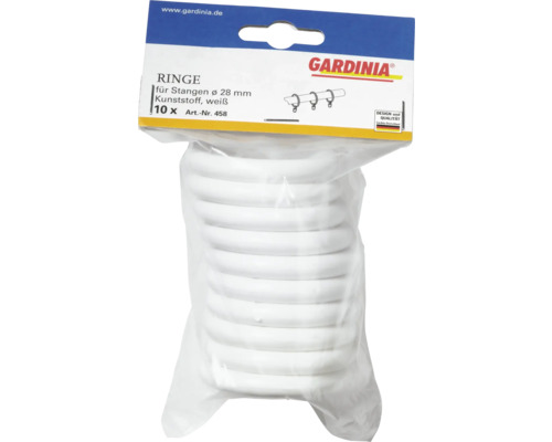 Gardinia curtain rings, 28 millimeters diameter, made of plastic, pack of 10