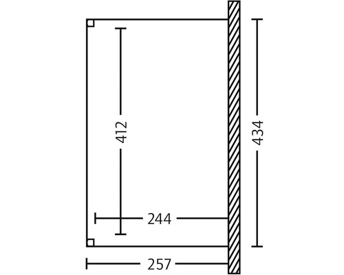 Technische Zeichnung mit Maßangaben für ein Produkt