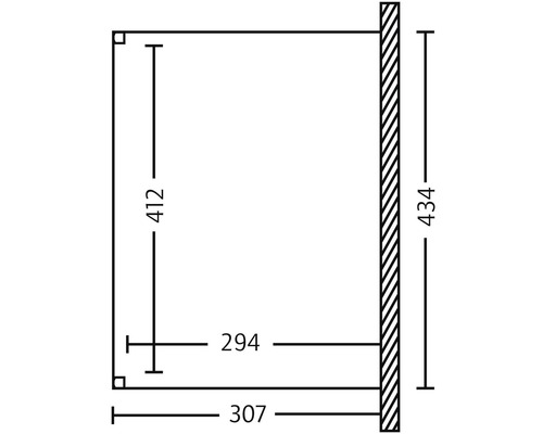 Technische Zeichnung mit Maßangaben.