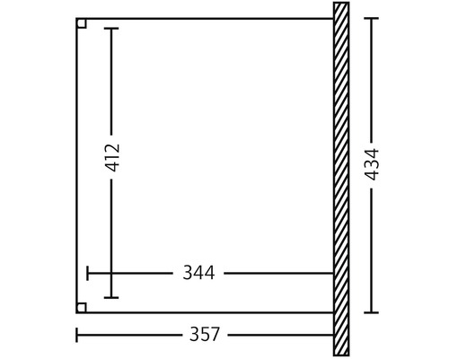 Technische Zeichnung mit Maßangaben in Millimetern