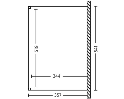 Technische Zeichnung eines Regals mit Maßangaben