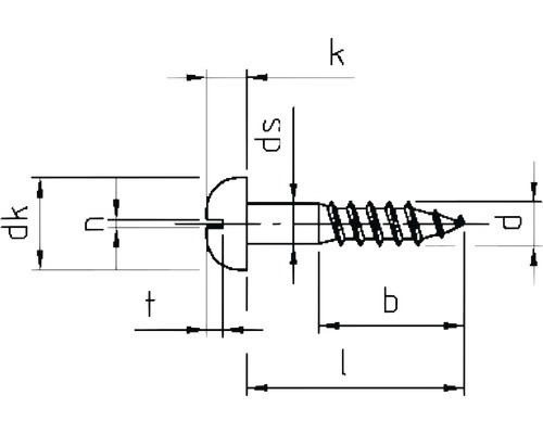 Technische Zeichnung einer Senkkopfschraube mit Maßen