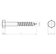 Holzschraube 6-Kant DIN 571 10x160 mm Edelstahl A2, 50 Stück-thumb-1