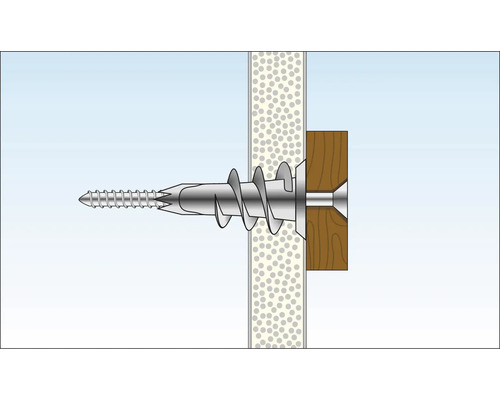 Illustration einer Schraube mit Dübel in einer Wandbefestigung