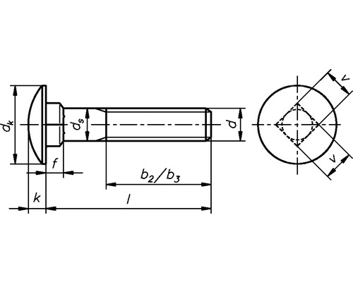 Skizze eines Senkkopfschraube mit Maßangaben