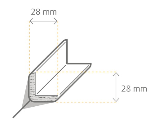 Abmessungsprofil mit einer Größe von 28 mm