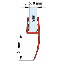 Universaldichtprofil Schulte D2975 senkrecht für Glasstärke 5/6/8 mm-thumb-1