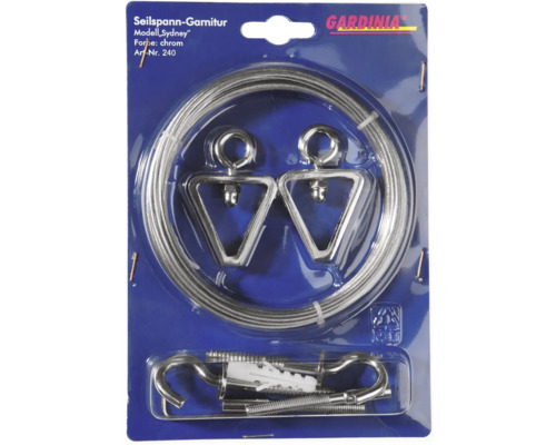 Gardinia Seilspanngarnitur Modell Sydney in Chrom-Verpackung