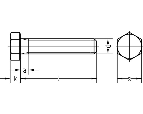 Technische Zeichnung einer Schraube mit Bemaßung