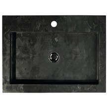 Badmöbel-Set Sanox Dante BxHxT 61 x 58 x 45,5 cm Frontfarbe weiß hochglanz mit Waschtisch Naturstein schwarz-thumb-1