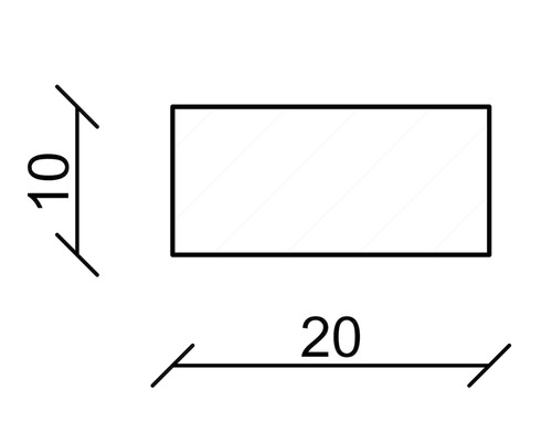 Technische Zeichnung mit den Maßen 10 und 20