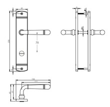Langschildgarnitur Intersteel Helena WC 78 mm nickel gebürstet
