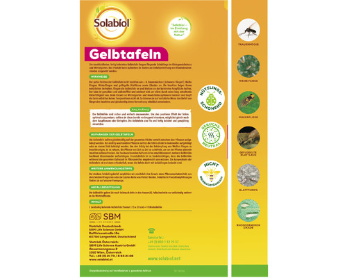 Solabiol Gelbtafeln Produktverpackung zur Schädlingsbekämpfung