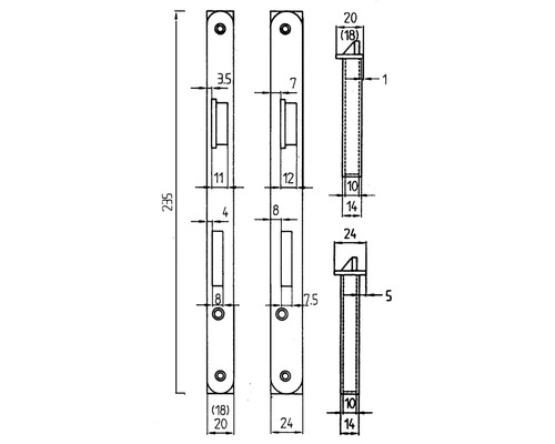 Technische Zeichnung eines Fenstergriffs mit Maßangaben