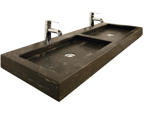 Doppelwaschtisch aus Stein mit zwei Armaturen