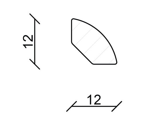 Viertelkreis-Abschlussleiste mit den Maßen 12 x 12 mm
