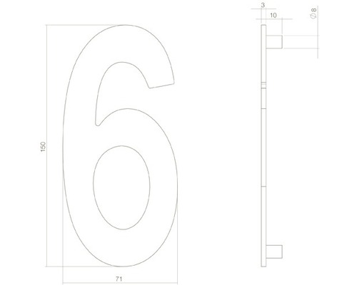 Technische Zeichnung Hausnummer 6 mit Maßen