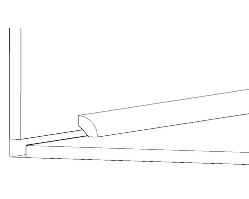Schnittansicht einer Viertelstab-Zierleiste