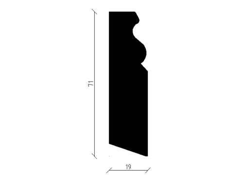 Profilleiste mit den Maßen 71 x 19 Millimeter.