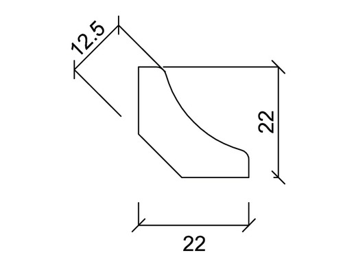 Technische Zeichnung eines Profils mit Maßangaben 12,5 mm und 22 mm