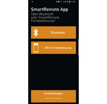 Smart Remote App Menü zur Auswahl der Verbindungsmethode