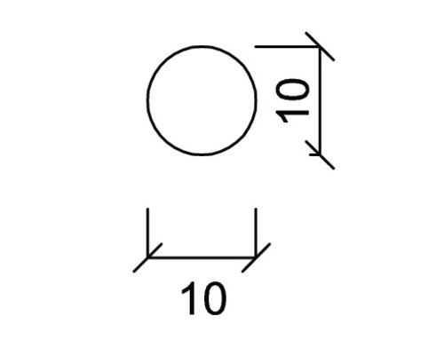 Zeichnung eines Kreises mit der Angabe 10 für Durchmesser und Radius