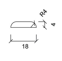 Technische Zeichnung Profil mit Maßen 18x4 mm und Radius 4