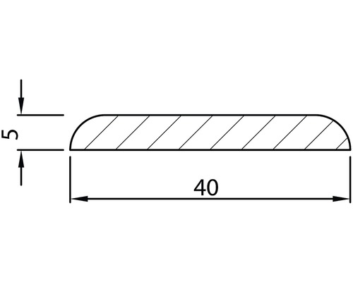 Abmessungsprofil mit einer Höhe von 5 Millimetern und einer Breite von 40 Millimetern