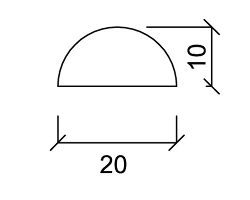 Zeichnung eines Viertelstabs mit den Maßen 10 mal 20 Millimeter