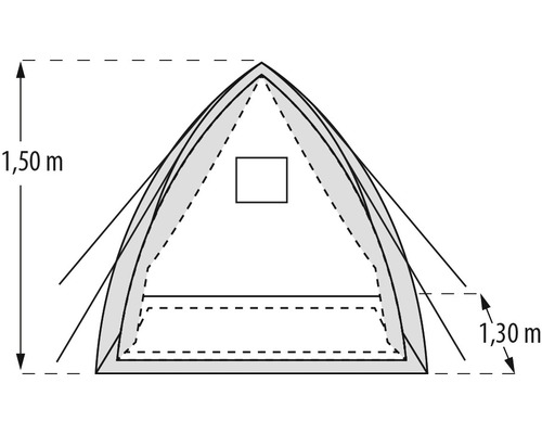 Schema eines Zeltes mit Höhenangaben