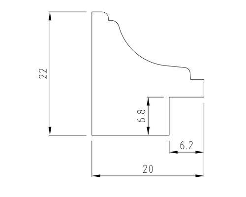 Technische Zeichnung eines Zierprofils mit Maßangaben