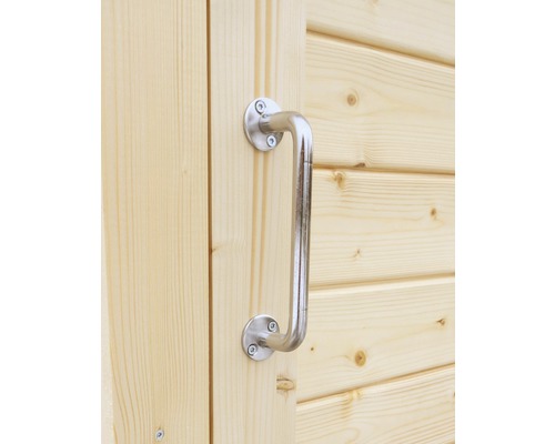 Metalltürgriff an einer Holztür