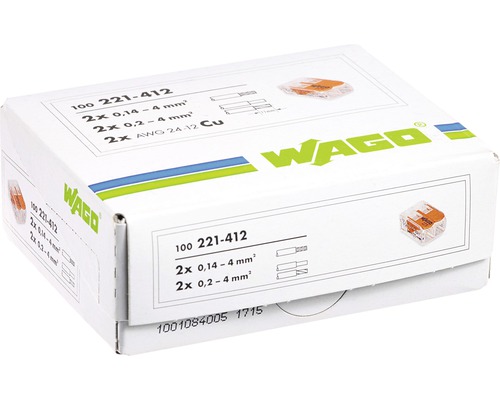 WAGO 221-412 2-polig 0,2-4mm² Verbindungsklemme - MüKRA electronic  Vertriebs GmbH