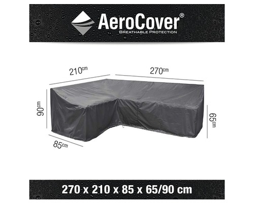 AeroCover Schutzhülle für Ecklounge mit den Maßen 270 x 210 x 85 x 65/90 cm
