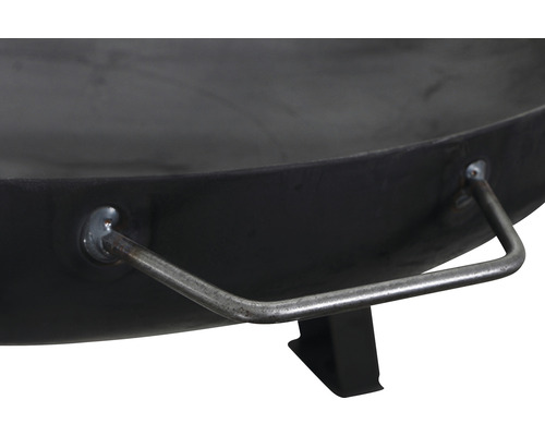 Feuerpfanne Detailansicht mit Griff und Standfuß