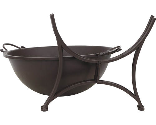Feuerschale aus Metall mit Ständer und Griffen