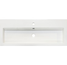 Badmöbel-Set Sanox Straight BxHxT 100 x 170 x 40 cm Frontfarbe weiß hochglanz mit Waschtisch Mineralguss weiß und Waschtischunterschrank Waschtisch Spiegel mit LED-Beleuchtung-thumb-1