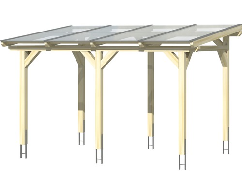 Holzcarport mit transparentem Dach