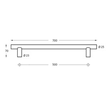 Stoßgriff T-Form Edelstahl gebürstet/matt ØxLxH 25/700/70 mm Lochabstand 500 mm Türgriff 2 Stück