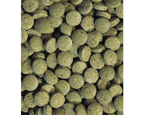 Nahaufnahme von Teichfuttertabletten für Fische