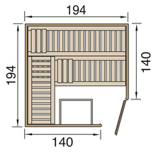 Elementsauna Weka Varberg GT Gr.3 inkl. 7,5 kW Ofen u.digitaler Steuerung mit graphitfarbeneer Ganzglastüre