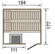 Elementsauna Weka Halmstad HT Gr.2 inkl. 7,5 kW Bio Ofen u.digitaler Steuerung mit Holztüre und Isolierglas wärmegedämmt