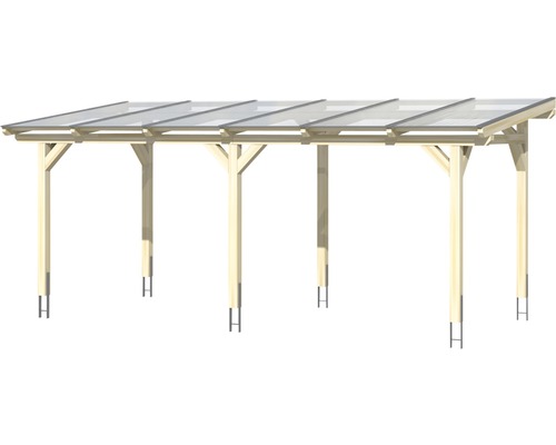 Carport aus Holz mit transparentem Dach