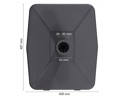 Quadratischer Schirmständer mit Maßangaben