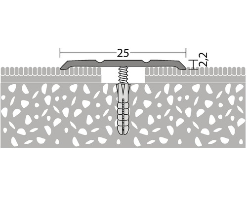 Illustration eines Übergangsprofils mit Befestigung und Maßangaben