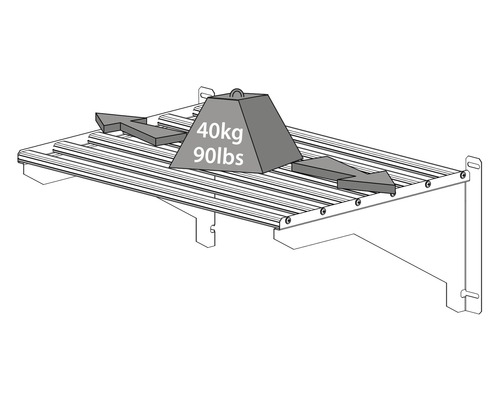 Illustration einer Regalhalterung mit einer Gewichtslast von 40 Kilogramm