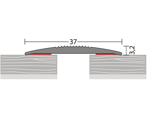Skizze eines Übergangsprofils mit den Maßen 37 mal 3,2 Zentimeter.