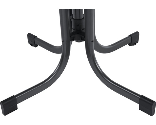 Detailansicht des Untergestells eines Stehtisches aus Metall