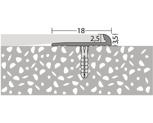 Illustration eines Übergangsprofils mit Montageanleitung und Maßangaben