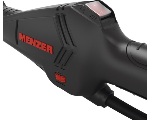 Detailansicht eines Menzer Elektro-Werkzeugs mit Schalter und Geschwindigkeitsregler.